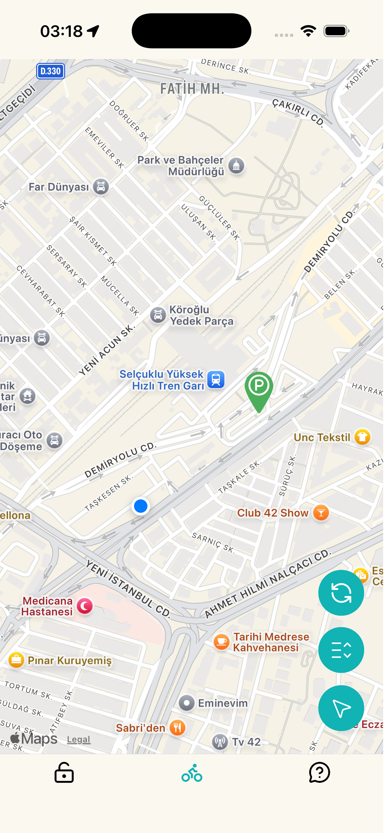 Pedal Park App Interface